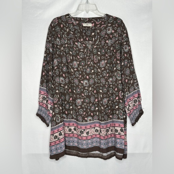 Natural Life Brown Pink Boho Tunic/Dress Top Sz XL - Picture 9 of 9